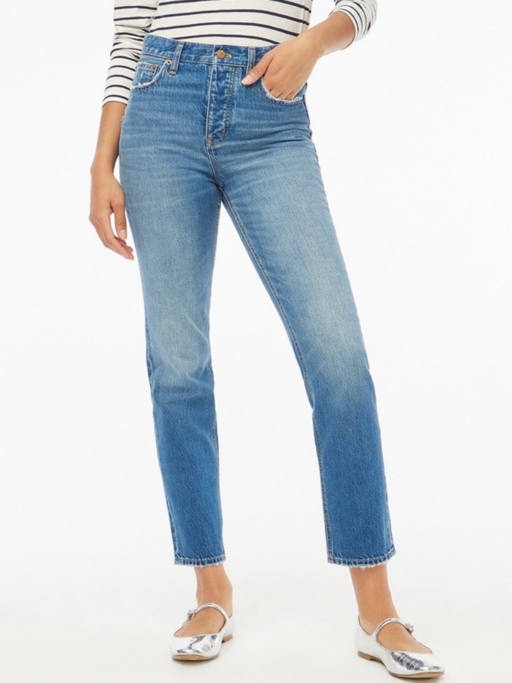 {J. Crew} "High Rise Straight Premium Edition" Short Petite Blue Denim Jeans